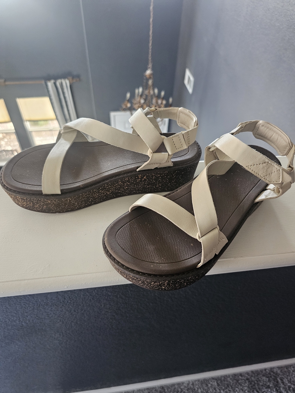 Teva Cream Strappy Platform Sandals